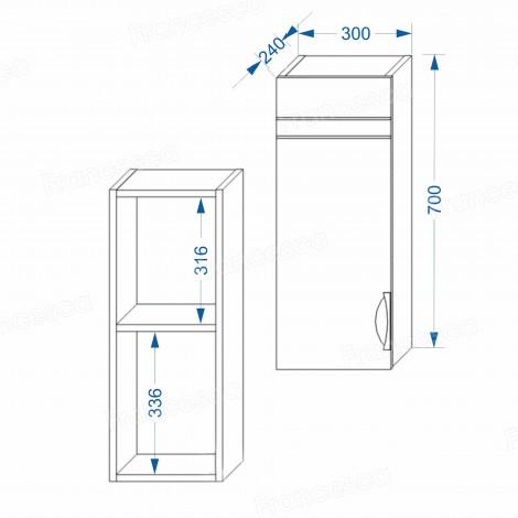 Шкаф навесной Francesca Доминго 30 купить в Москве по цене от 4990р. в интернет-магазине mebel-v-vannu.ru
