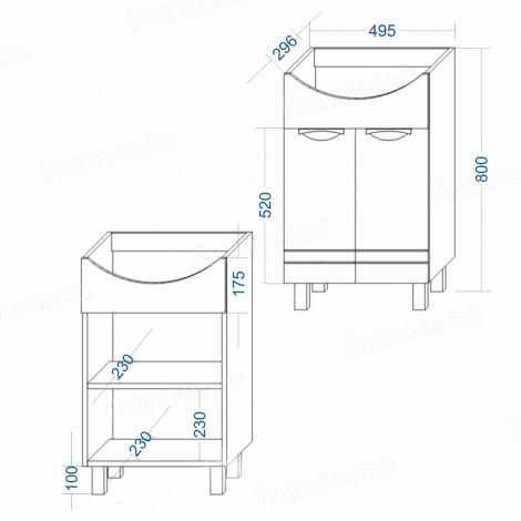Тумба с раковиной Francesca Доминго 55 купить в Москве по цене от 10060р. в интернет-магазине mebel-v-vannu.ru