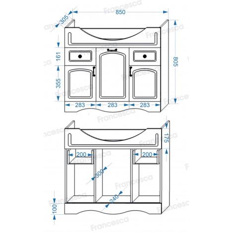Тумба с раковиной Francesca Империя 90-2 белый купить в Москве по цене от 13164р. в интернет-магазине mebel-v-vannu.ru