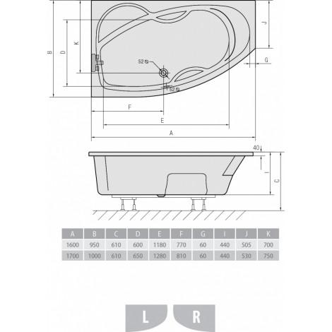Акриловая ванна Alpen Mamba 160x95 L купить в Москве по цене от 41860р. в интернет-магазине mebel-v-vannu.ru