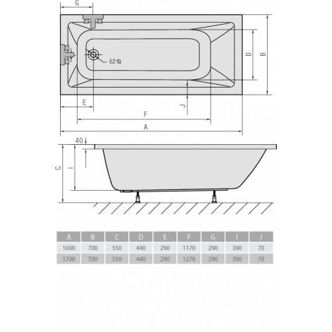 Акриловая ванна Alpen Noemi 170х70 купить в Москве по цене от 36855р. в интернет-магазине mebel-v-vannu.ru
