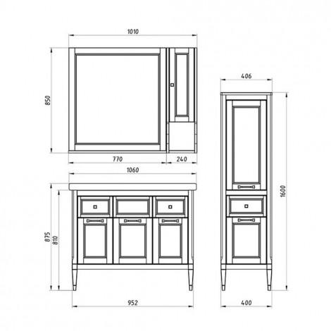 Комплект мебели ASB-Woodline Гранда 105 серый купить в Москве по цене от 103740р. в интернет-магазине mebel-v-vannu.ru