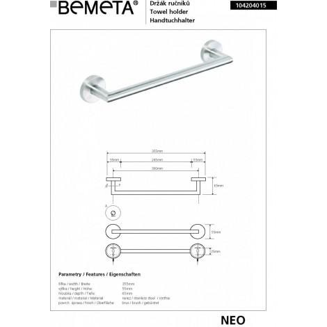 Полотенцедержатель BEMETA NEO 104204015 купить в Москве по цене от 4479р. в интернет-магазине mebel-v-vannu.ru