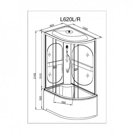 Душевая кабина Deto L620R LED купить в Москве по цене от 49800р. в интернет-магазине mebel-v-vannu.ru