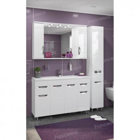 Тумба с раковиной Francesca Доминго 120 белый (2ящ+4дв, ум. Milen 120), с подсветкой купить в Москве по цене от 35990р. в интернет-магазине mebel-v-vannu.ru