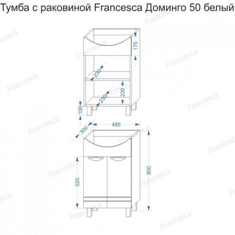 Тумба с раковиной Francesca Доминго 50, с подсветкой купить в Москве по цене от 10113р. в интернет-магазине mebel-v-vannu.ru