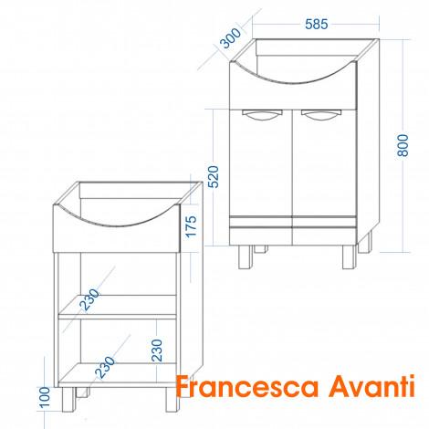 Тумба с раковиной Francesca Доминго 60, с подсветкой купить в Москве по цене от 14290р. в интернет-магазине mebel-v-vannu.ru
