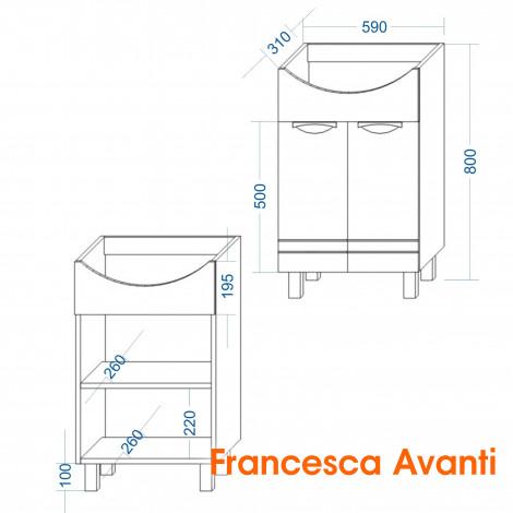 Тумба с раковиной Francesca Доминго 65, с подсветкой купить в Москве по цене от 13230р. в интернет-магазине mebel-v-vannu.ru