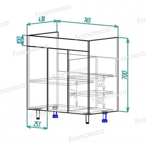 Тумба с раковиной Francesca Доминго 80 3 двери, с подсветкой (ум. Фостер 80) купить в Москве по цене от 18540р. в интернет-магазине mebel-v-vannu.ru
