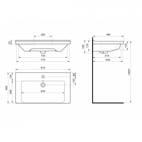 Тумба с раковиной Francesca Доминго М 80 белый, с подсветкой (3 дв.+2 ящ., ум. Миранда 80) купить в Москве по цене от 27870р. в интернет-магазине mebel-v-vannu.ru