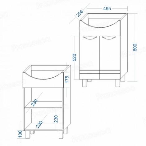 Тумба с раковиной Francesca Доминго 55, с подсветкой купить в Москве по цене от 13160р. в интернет-магазине mebel-v-vannu.ru