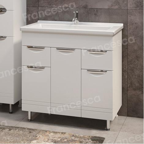 Тумба с раковиной Francesca Доминго М 80 белый, с подсветкой (3 дв.+2 ящ., ум. Миранда 80) купить в Москве по цене от 27870р. в интернет-магазине mebel-v-vannu.ru