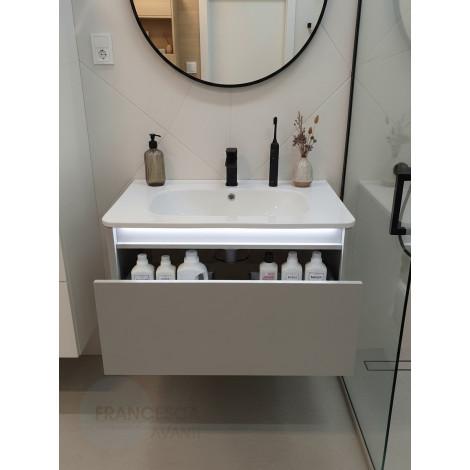 Тумба с раковиной Francesca Avanti Panda 80, DR-01-80, подвесная, с подсветкой, серая купить в Москве по цене от 36000р. в интернет-магазине mebel-v-vannu.ru