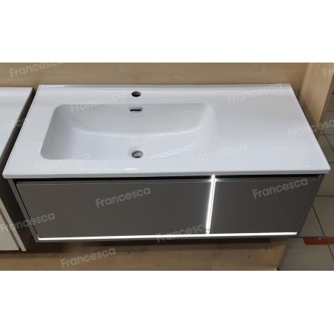 Тумба с раковиной Francesca Avanti Panda 100, DR-02-100, подвесная, с подсветкой, серая купить в Москве по цене от 41000р. в интернет-магазине mebel-v-vannu.ru