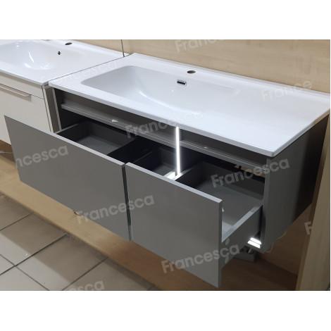 Тумба с раковиной Francesca Avanti Panda 100, DR-02-100, подвесная, с подсветкой, серая купить в Москве по цене от 41000р. в интернет-магазине mebel-v-vannu.ru