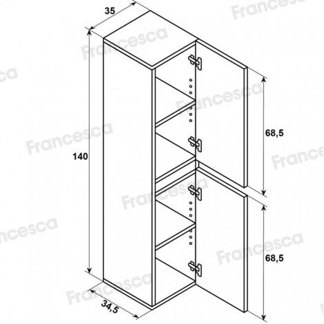 Пенал Francesca Avanti Panda 35, DR-03-35, подвесной, дуб купить в Москве по цене от 24000р. в интернет-магазине mebel-v-vannu.ru