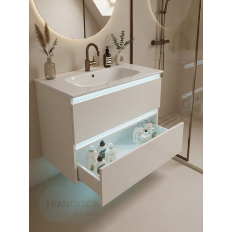 Тумба с раковиной Francesca Avanti Panda 80, DR-03B-80, подвесная, с подсветкой, бежевая купить в Москве по цене от 41000р. в интернет-магазине mebel-v-vannu.ru