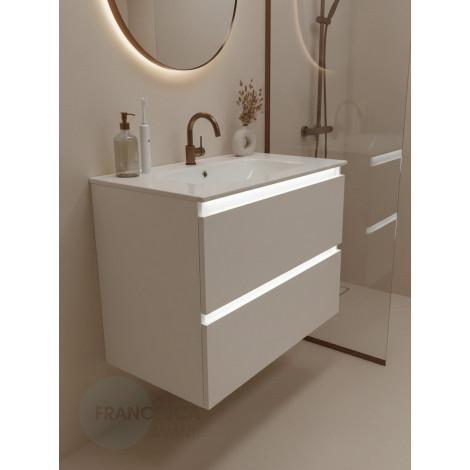 Тумба с раковиной Francesca Avanti Panda 80, DR-03B-80, подвесная, с подсветкой, бежевая купить в Москве по цене от 41000р. в интернет-магазине mebel-v-vannu.ru