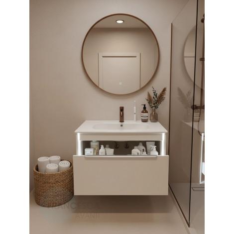 Тумба с раковиной Francesca Avanti Panda 80, DR-05-80, подвесная, бежевая, с подсветкой купить в Москве по цене от 37000р. в интернет-магазине mebel-v-vannu.ru