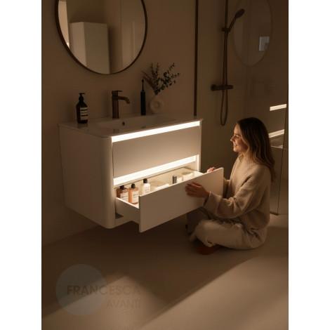 Тумба с раковиной Francesca Avanti Panda 90, DR-06-90, подвесная, бежевая, с подсветкой купить в Москве по цене от 40000р. в интернет-магазине mebel-v-vannu.ru