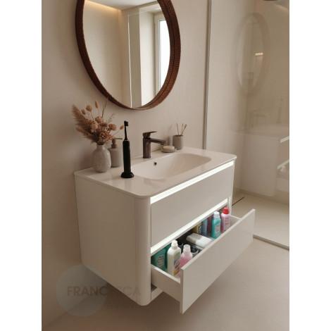 Тумба с раковиной Francesca Avanti Panda 90, DR-06-90, подвесная, бежевая, с подсветкой купить в Москве по цене от 40000р. в интернет-магазине mebel-v-vannu.ru