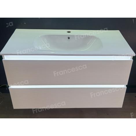 Тумба с раковиной Francesca Avanti Panda 100, DR-07-100, с подсветкой, подвесная, бежевая, с фрезеровкой купить в Москве по цене от 44000р. в интернет-магазине mebel-v-vannu.ru