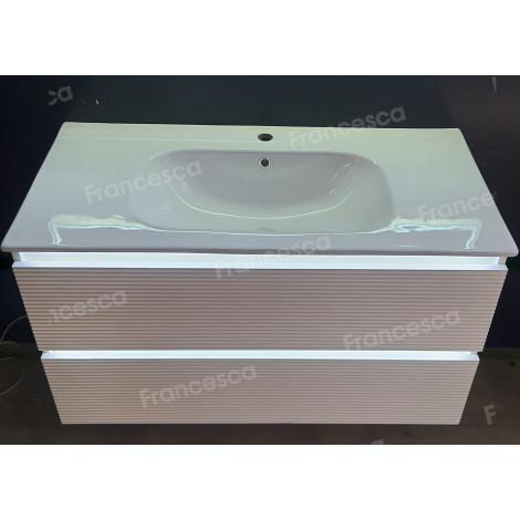 Тумба с раковиной Francesca Avanti Panda 100, DR-07-100, с подсветкой, подвесная, бежевая, с фрезеровкой купить в Москве по цене от 44000р. в интернет-магазине mebel-v-vannu.ru