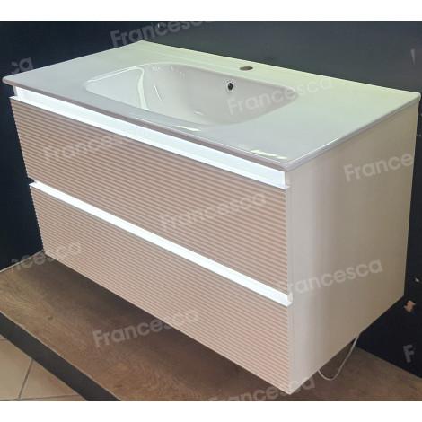 Тумба с раковиной Francesca Avanti Panda 100, DR-07-100, с подсветкой, подвесная, бежевая, с фрезеровкой купить в Москве по цене от 44000р. в интернет-магазине mebel-v-vannu.ru