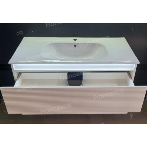 Тумба с раковиной Francesca Avanti Panda 100, DR-07-100, с подсветкой, подвесная, бежевая, с фрезеровкой купить в Москве по цене от 44000р. в интернет-магазине mebel-v-vannu.ru