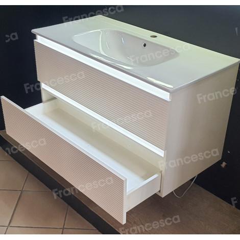 Тумба с раковиной Francesca Avanti Panda 100, DR-07-100, с подсветкой, подвесная, бежевая, с фрезеровкой купить в Москве по цене от 44000р. в интернет-магазине mebel-v-vannu.ru