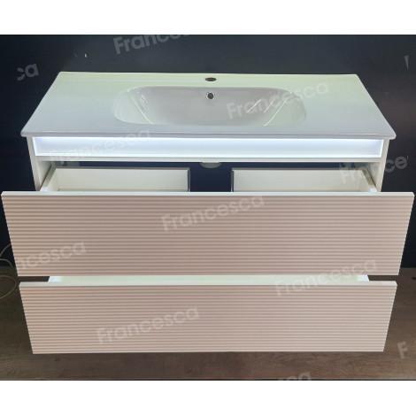 Тумба с раковиной Francesca Avanti Panda 100, DR-07-100, с подсветкой, подвесная, бежевая, с фрезеровкой купить в Москве по цене от 44000р. в интернет-магазине mebel-v-vannu.ru