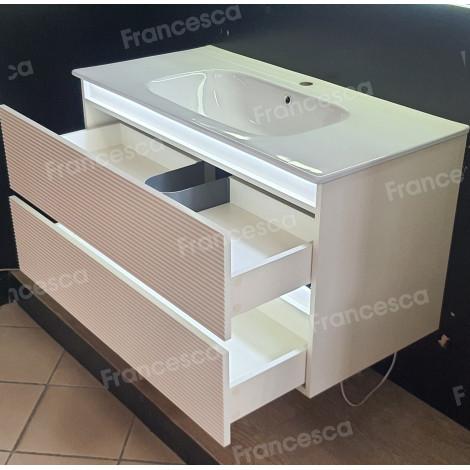 Тумба с раковиной Francesca Avanti Panda 100, DR-07-100, с подсветкой, подвесная, бежевая, с фрезеровкой купить в Москве по цене от 44000р. в интернет-магазине mebel-v-vannu.ru