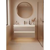 Тумба с раковиной Francesca Avanti Panda 100, DR-07-100, с подсветкой, подвесная, бежевая, с фрезеровкой купить в Москве по цене от 44000р. в интернет-магазине mebel-v-vannu.ru