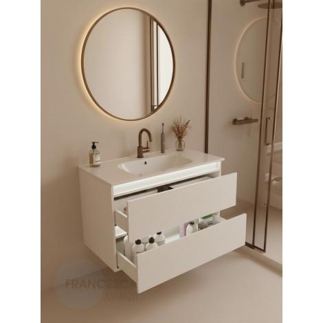 Тумба с раковиной Francesca Avanti Panda 100, DR-07-100, с подсветкой, подвесная, бежевая, с фрезеровкой купить в Москве по цене от 44000р. в интернет-магазине mebel-v-vannu.ru