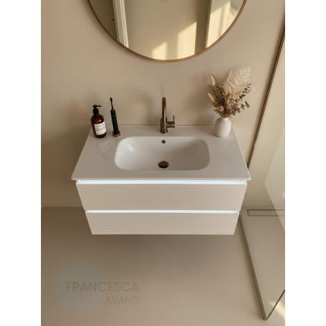 Тумба с раковиной Francesca Avanti Panda 100, DR-07-100, с подсветкой, подвесная, бежевая, с фрезеровкой купить в Москве по цене от 44000р. в интернет-магазине mebel-v-vannu.ru