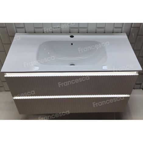 Тумба с раковиной Francesca Avanti Panda 100, DR-08-100, с подсветкой, подвесная, бежевая, с фрезеровкой купить в Москве по цене от 44000р. в интернет-магазине mebel-v-vannu.ru