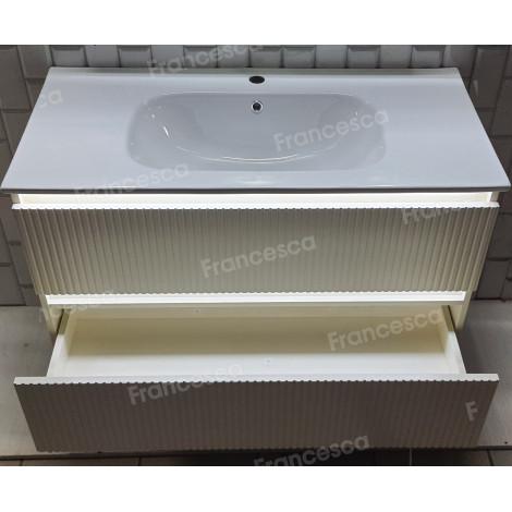 Тумба с раковиной Francesca Avanti Panda 100, DR-08-100, с подсветкой, подвесная, бежевая, с фрезеровкой купить в Москве по цене от 44000р. в интернет-магазине mebel-v-vannu.ru