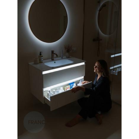 Тумба с раковиной Francesca Avanti Panda 100, DR-08-100, с подсветкой, подвесная, бежевая, с фрезеровкой купить в Москве по цене от 44000р. в интернет-магазине mebel-v-vannu.ru