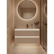 Тумба с раковиной Francesca Avanti Panda 100, DR-08-100, с подсветкой, подвесная, бежевая, с фрезеровкой купить в Москве по цене от 44000р. в интернет-магазине mebel-v-vannu.ru