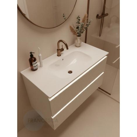 Тумба с раковиной Francesca Avanti Panda 100, DR-08-100, с подсветкой, подвесная, бежевая, с фрезеровкой купить в Москве по цене от 44000р. в интернет-магазине mebel-v-vannu.ru