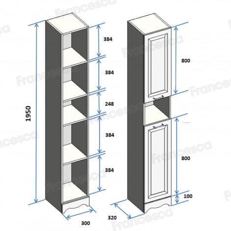 Пенал Francesca Империя 30 с 2 дверцами, белый, с подсветкой купить в Москве по цене от 11594р. в интернет-магазине mebel-v-vannu.ru