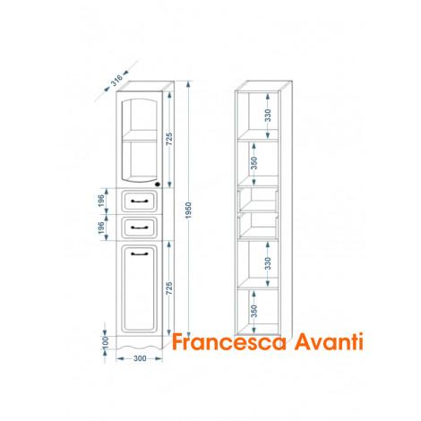 Пенал Francesca Империя 30 белый, левый, с подсветкой купить в Москве по цене от 11050р. в интернет-магазине mebel-v-vannu.ru