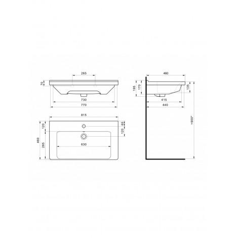 Тумба с раковиной Francesca Империя 80 подвесная, белая (ум. Миранда 80)  купить в Москве по цене от 25980р. в интернет-магазине mebel-v-vannu.ru