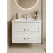 Тумба с раковиной Francesca Империя 80 подвесная, белая (ум. Миранда 80)  купить в Москве по цене от 25980р. в интернет-магазине mebel-v-vannu.ru