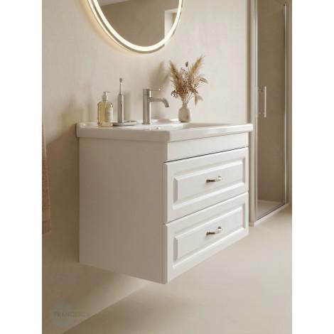 Тумба с раковиной Francesca Империя 80 подвесная, белая (ум. Миранда 80)  купить в Москве по цене от 25980р. в интернет-магазине mebel-v-vannu.ru