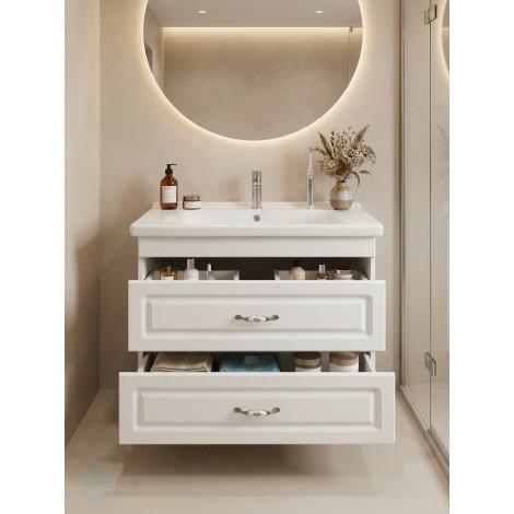 Тумба с раковиной Francesca Империя 80 подвесная, белая (ум. Миранда 80)  купить в Москве по цене от 25980р. в интернет-магазине mebel-v-vannu.ru