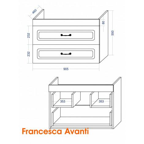Тумба с раковиной Francesca Avanti Империя 90 подвесная, белая (ум. Амадея 90) купить в Москве по цене от 33826р. в интернет-магазине mebel-v-vannu.ru