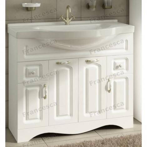 Тумба с раковиной Francesca Империя 100 с ящиками, белый с подсветкой купить в Москве по цене от 27440р. в интернет-магазине mebel-v-vannu.ru