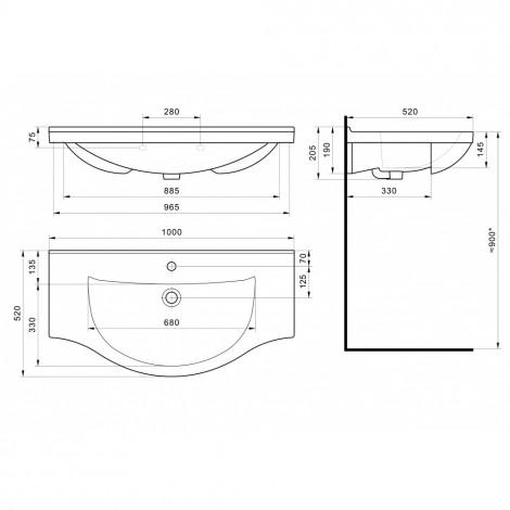 Комплект мебели для ванной комнаты Francesca Империя 100, 4 двери купить в Москве по цене от 32910р. в интернет-магазине mebel-v-vannu.ru