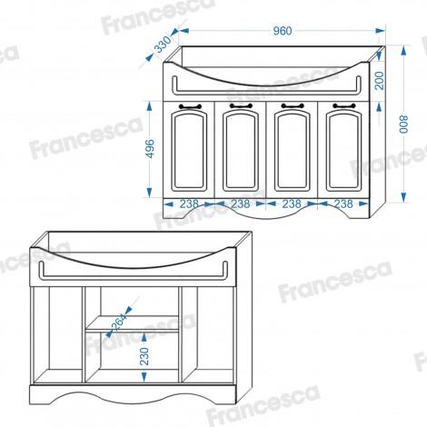Комплект мебели для ванной комнаты Francesca Империя 100, 4 двери купить в Москве по цене от 32910р. в интернет-магазине mebel-v-vannu.ru
